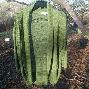 Green Knit Cowl Cardigan